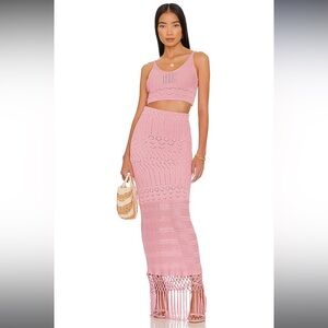 Revolve X House of Harlow Sandra Crochet Skirt in Pink XS 💕 Brand New with tags